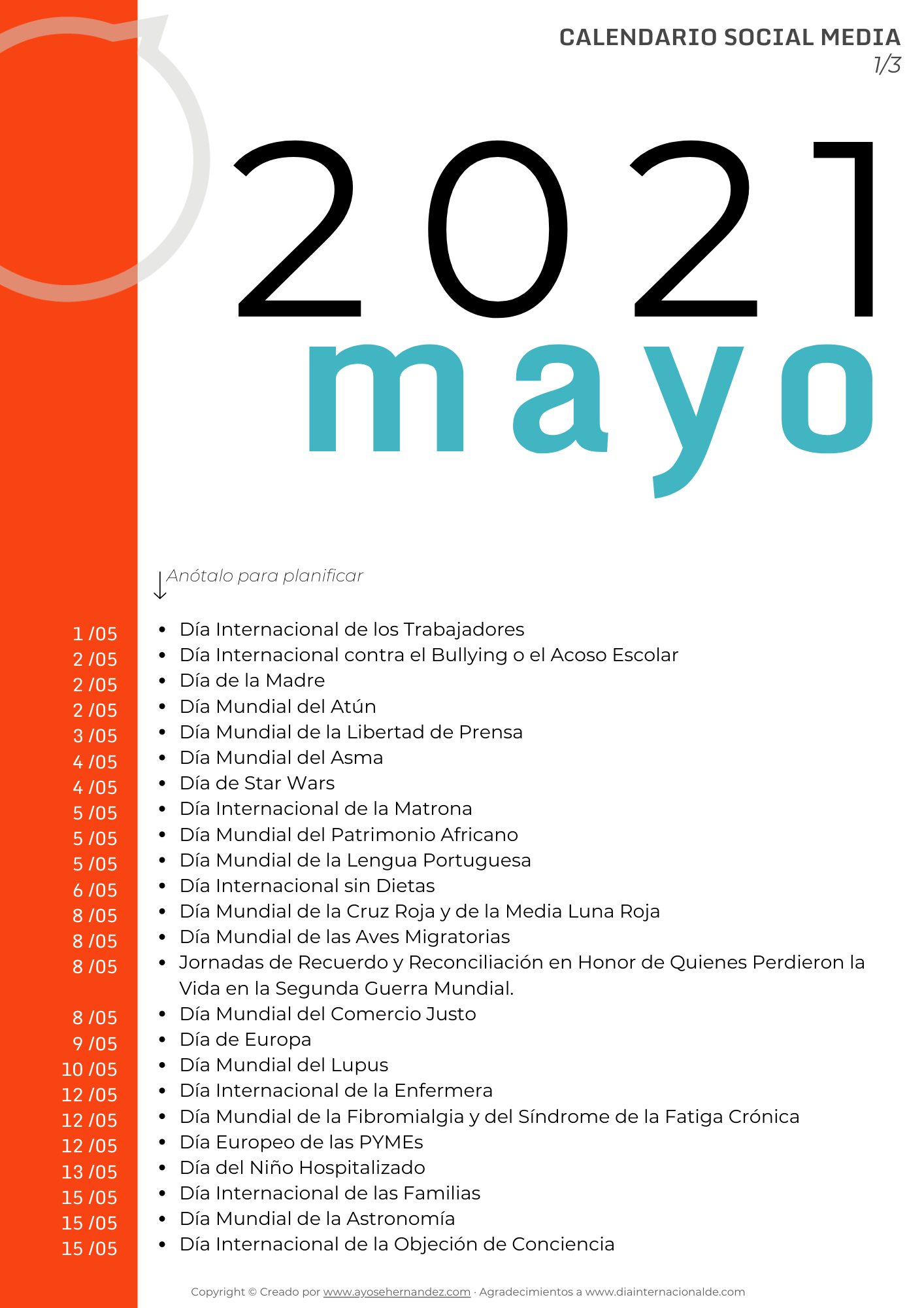 Página 2 Calendario Social Media Mayo 2021