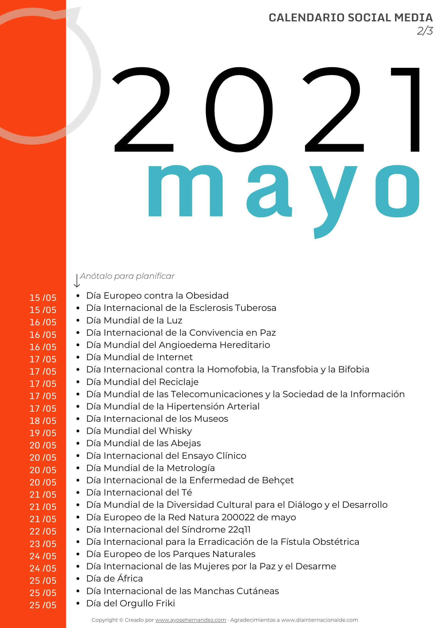 Página 3 Calendario Social Media Mayo 2021