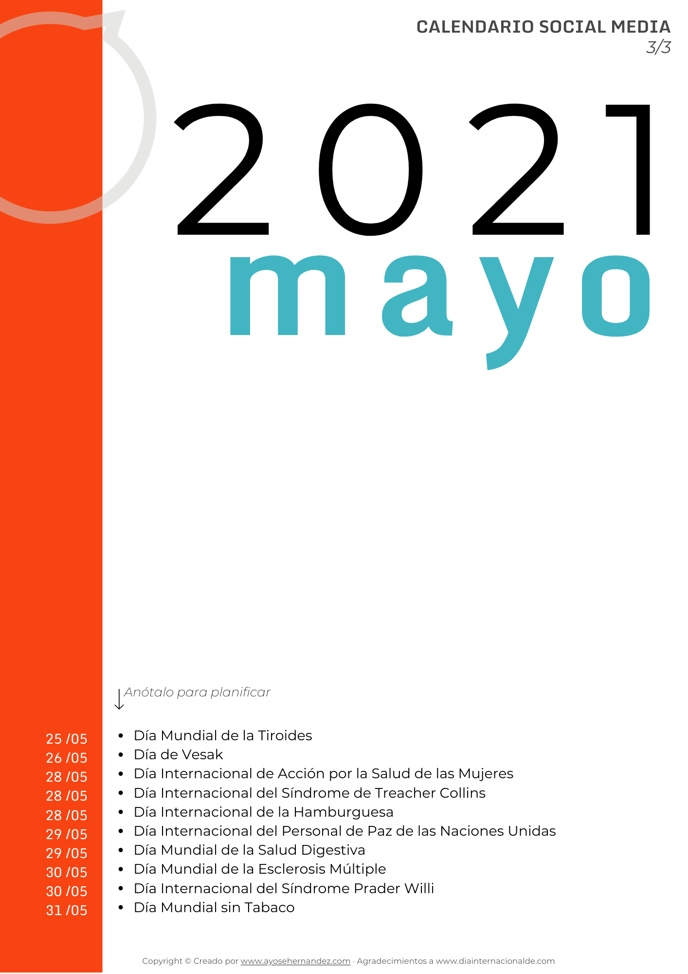 Página 4 Calendario Social Media Mayo 2021